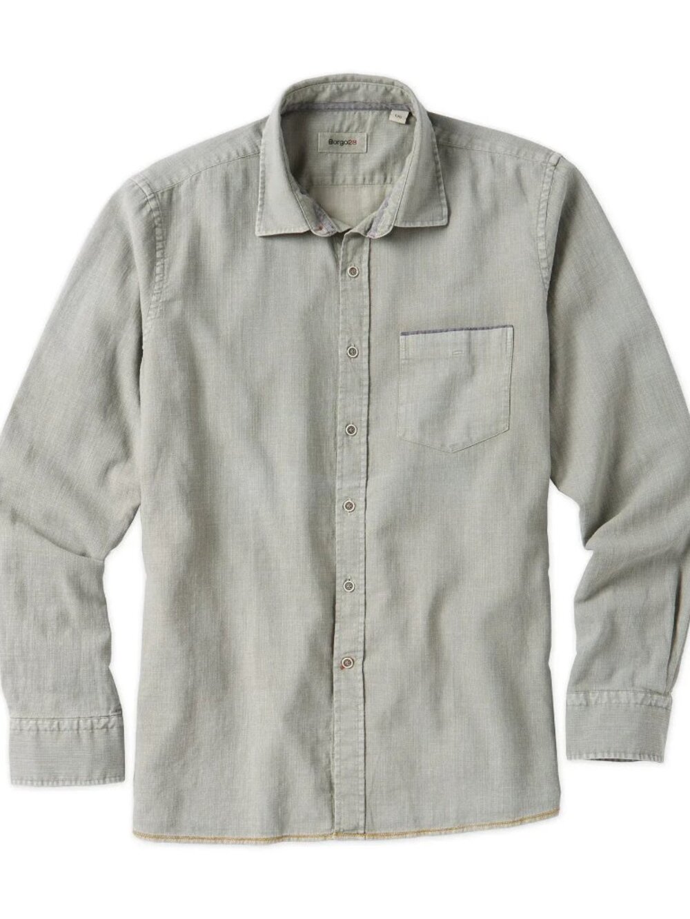 Borgo28 Pastel Green Garment Washed Long Sleeve Button Up with Chest Pocket/6320